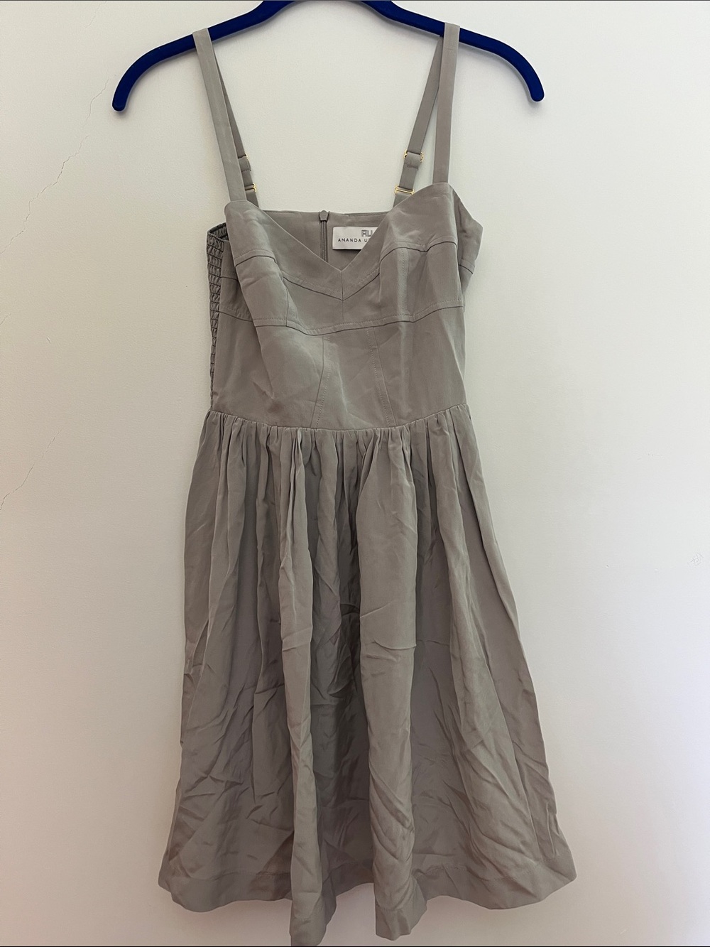 Strap V-Neck Light Gray Sundress Amanda Uprichard
